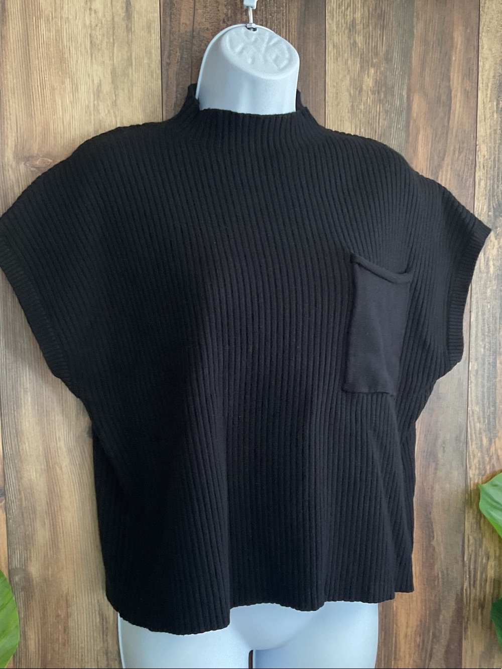 Indie & co Black Ribbed Cowl-Turtleneck Sweater with Pocket L      C246
